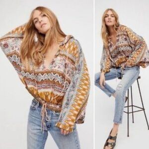 Free People Hold on tight hooded gauze top
